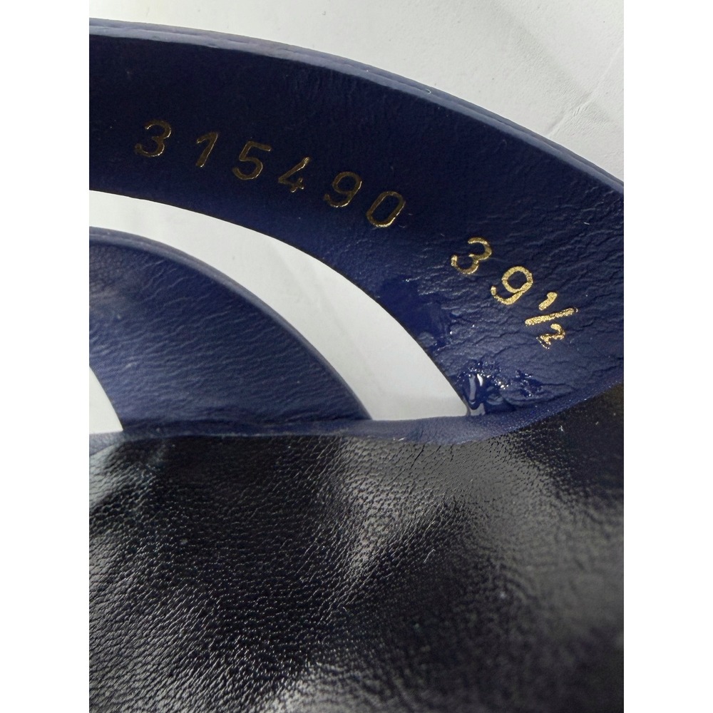 Saint‎ Laurent Tribute Blue Leather Platform Sandals Heels 39.5 - Picture 7 of 11